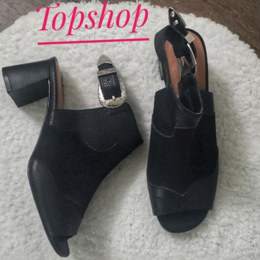 Topshop Western style sling back peep toe shoe